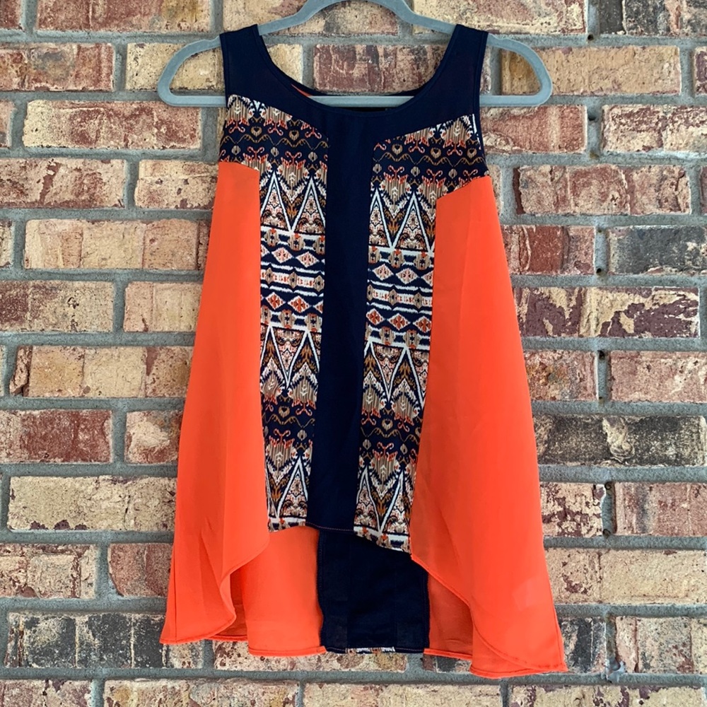 THML orange and navy pattered tank